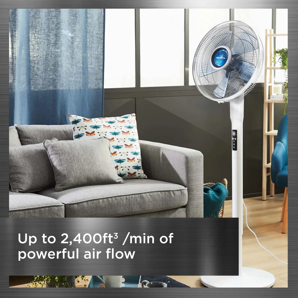 Nouveauté 2026 – Ventilateur sur pied Rowenta Turbo Silence avec télécommande, 53 pouces, portable, 5 vitesses, VU5670