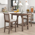 Nouveauté 2026 – Ensemble de salle à manger pliant 3 pièces en bois Harper & Bright Designs : table à abattants et 2 chaises de bar rembourrées, idéal pour les petits espaces, marron