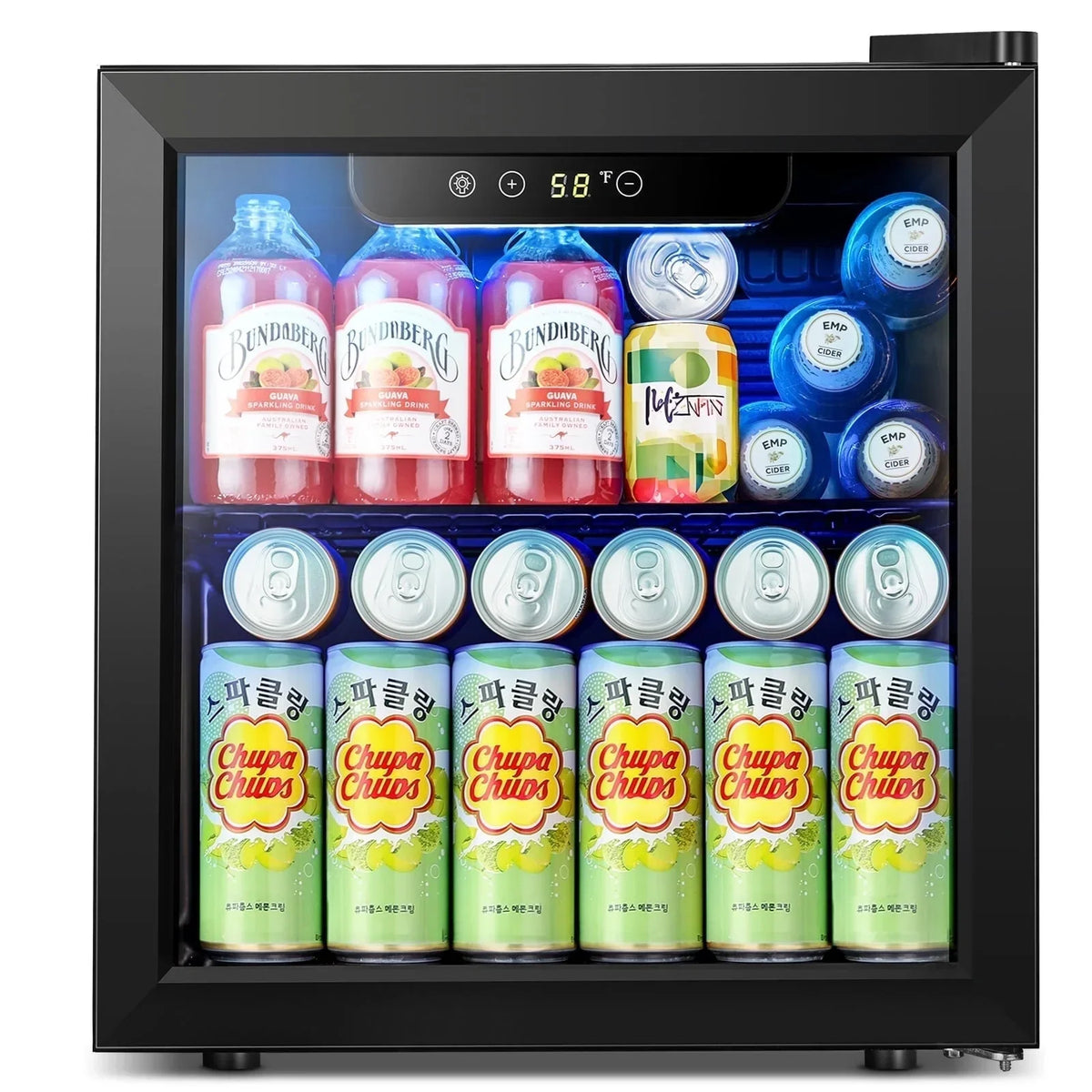 Nouveauté 2026 – Mini-réfrigérateur à boissons Auseo , 1,3 pi³ (37 litres) - Capacité de 55 canettes et 12 bouteilles - Porte double vitrée - Idéal pour la maison, le bar ou le bureau - Commandes tactiles électroniques