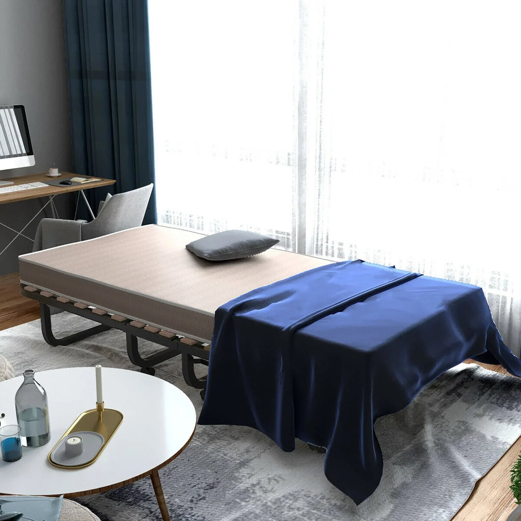 Nouveauté 2026 – Lit pliant Gymax avec matelas à mémoire de forme, lit d'appoint en métal, fabriqué en Italie
