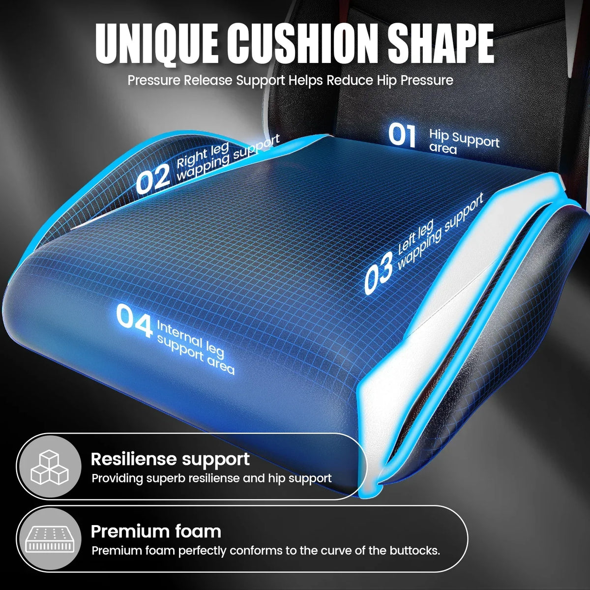 Nouveauté 2026 – Chaise de jeu Bigzzia , chaise de bureau ergonomique avec appui-tête et soutien lombaire réglables en hauteur, pour adultes et adolescents, noir et blanc
