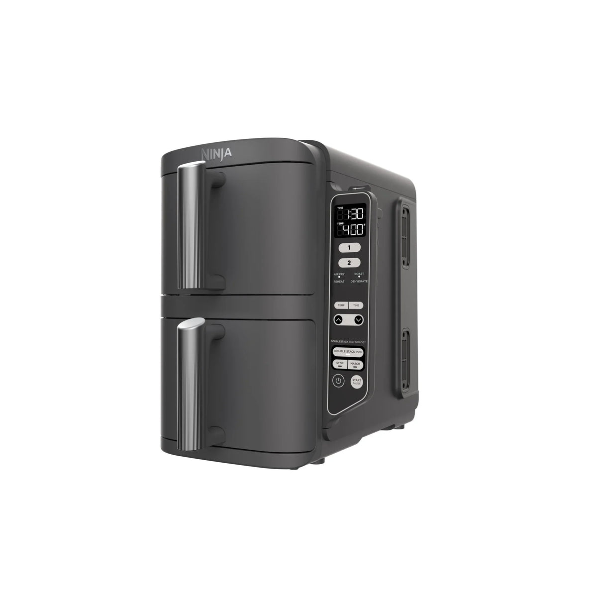 Nouveauté 2026 – Friteuse à air Ninja DoubleStack XL à 2 paniers, technologie DoubleStack permettant de cuire 4 aliments simultanément, conception compacte, 10 pintes, 4 en 1, Smart Finish & Match Cook, SL400