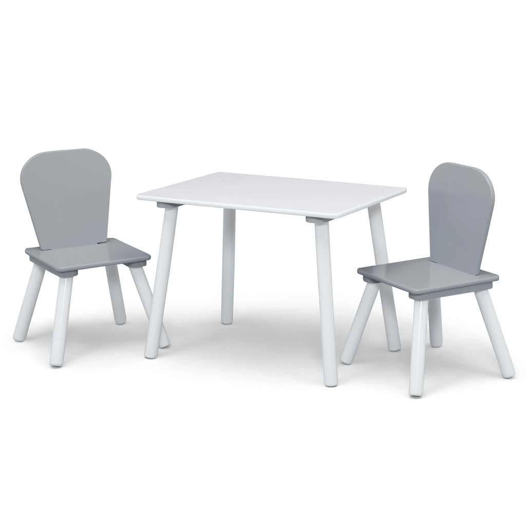 Nouveauté 2026 – Ensemble de jeu pour tout-petits Delta Children 4 pièces – Comprend une table de jeu, 2 chaises et un rangement à jouets à 6 bacs avec autocollants en vinyle réutilisables, rose clair/rose foncé
