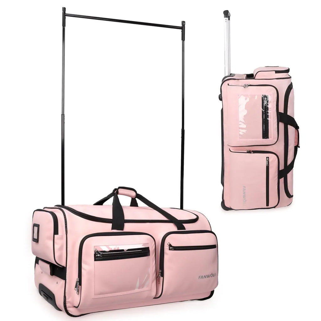 Nouveauté 2026 – Sac de danse Fegat avec portant - Sac de danse pliable à roulettes de 71 cm (28 pouces) pour compétitions, danse, spectacles, streamers et athlètes. Valise légère à roulettes