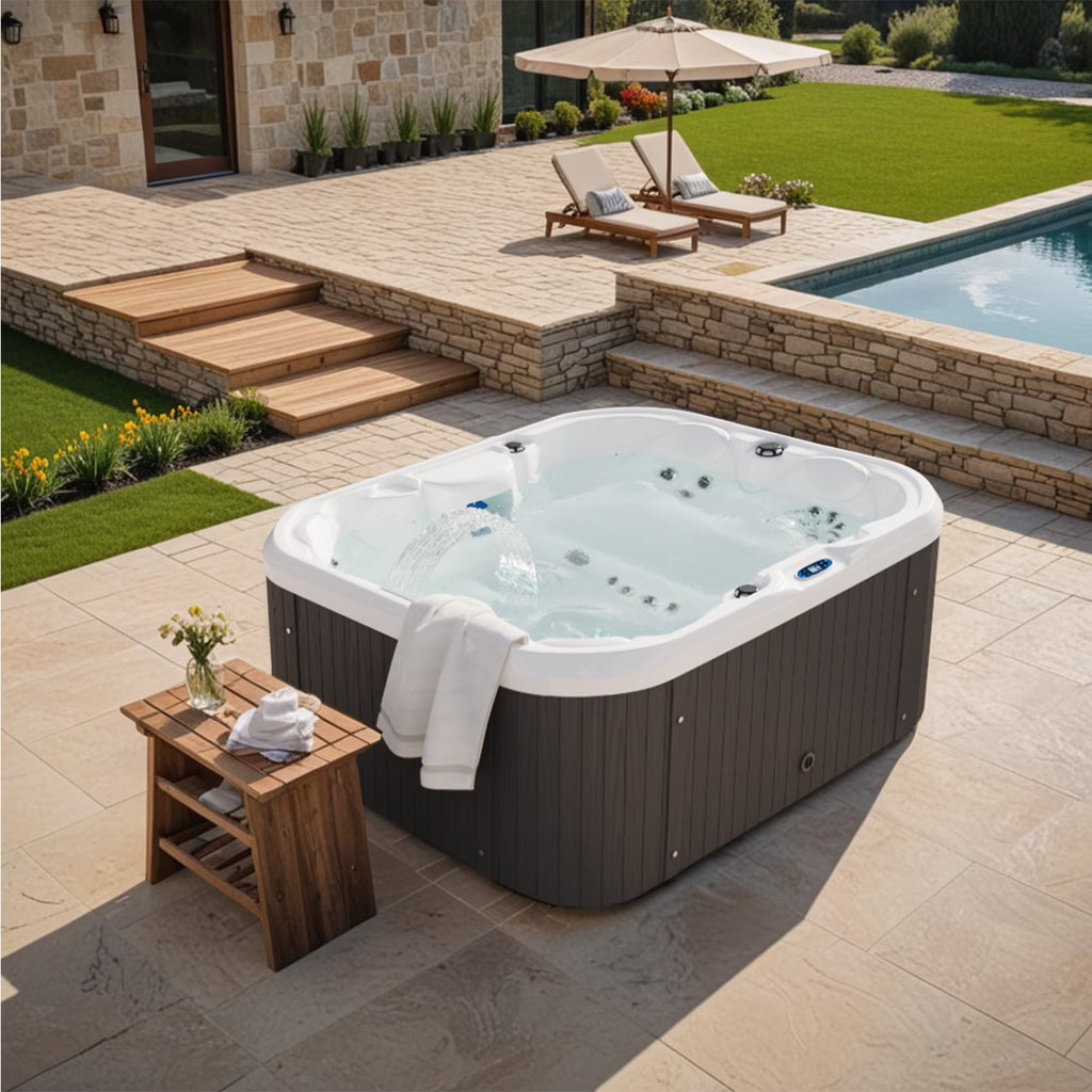 Nouveauté 2026 – Spa extérieur Patiowell 2 places , 41 jets de massage, éclairage LED, système de purification d'eau intégré, 900 L, noir