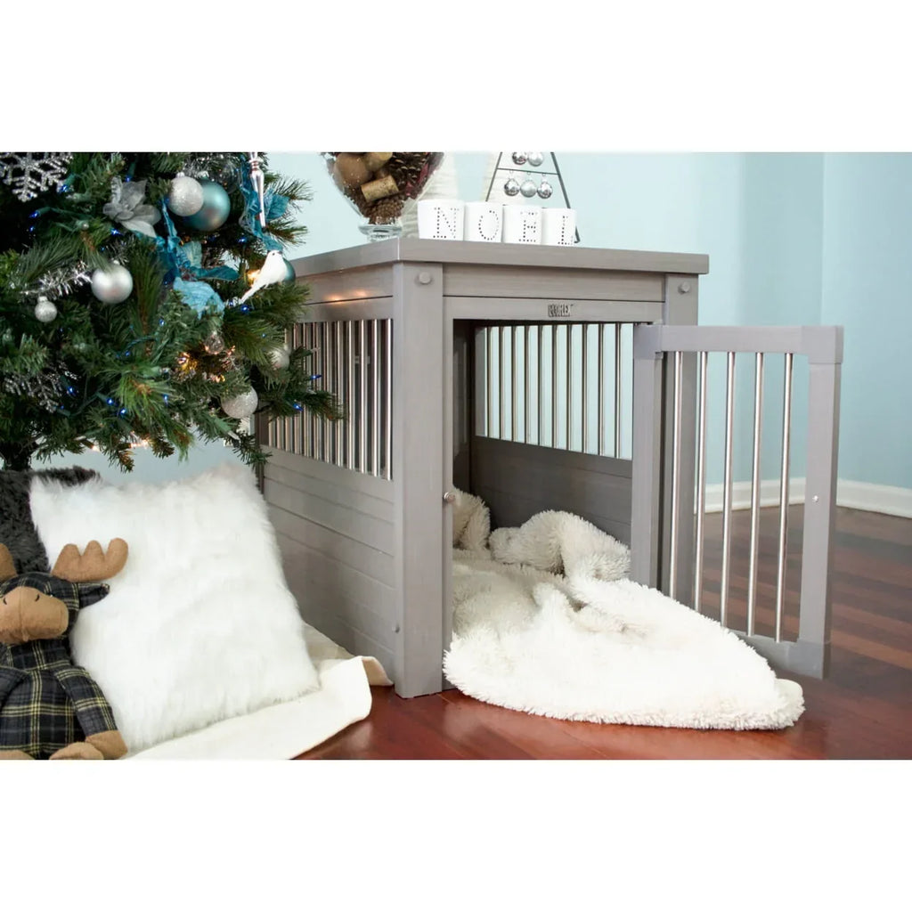 Nouveauté 2026 – Table d'appoint pour cage pour chien ECOFLEX® - Grise, grande taille