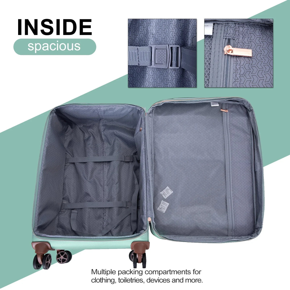 Nouveauté 2026 – Ensemble de 4 bagages Travelhouse : valise souple extensible et légère avec doubles roulettes multidirectionnelles (noir