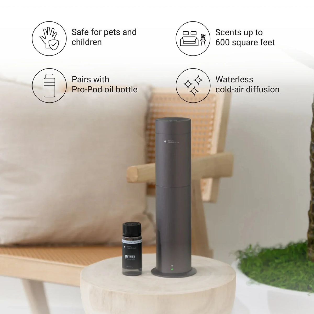 Nouveauté 2026 – Collection Hotel | Diffuseur d'huiles essentielles Studio Pro | Couverture de 56 m² | Sans fil et portable avec télécommande | Diffuseur de parfum à air froid | Maison, bureau et commerce - Gris sidéral