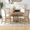 Nouveauté 2026 – Ensemble de salle à manger rond 5 pièces , comprenant une table extensible et 4 chaises rembourrées, en bois, pour 4 personnes. Style campagnard, idéal pour la cuisine, la salle à manger ou un appartement. Couleur : marron
