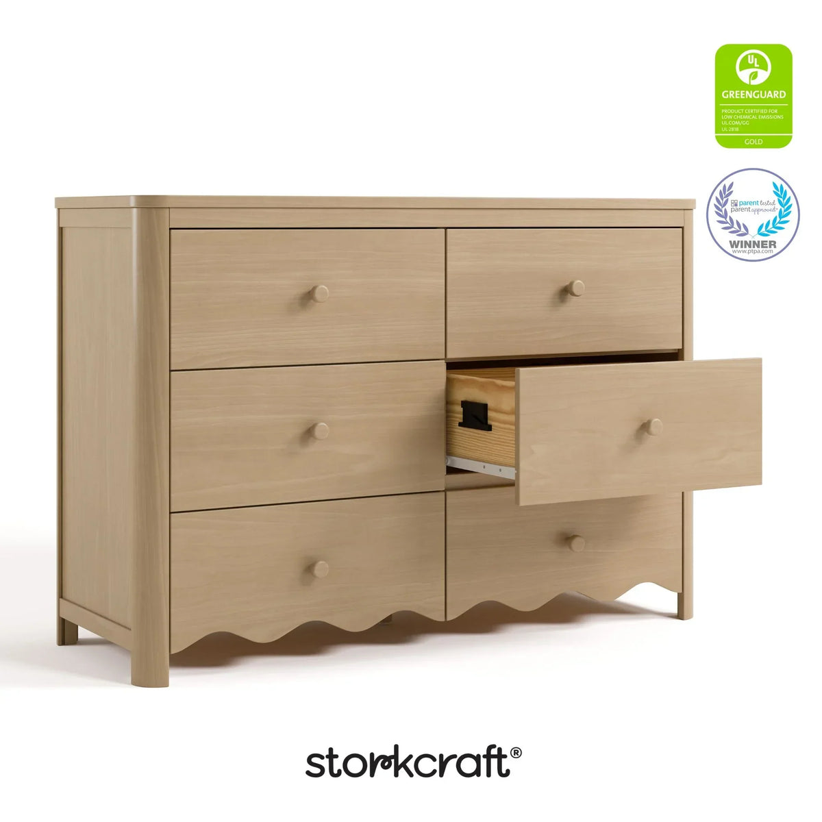 Nouveauté 2026 – Commode pour chambre d'enfant Storkcraft Casablanca 6 tiroirs, couleur sauge