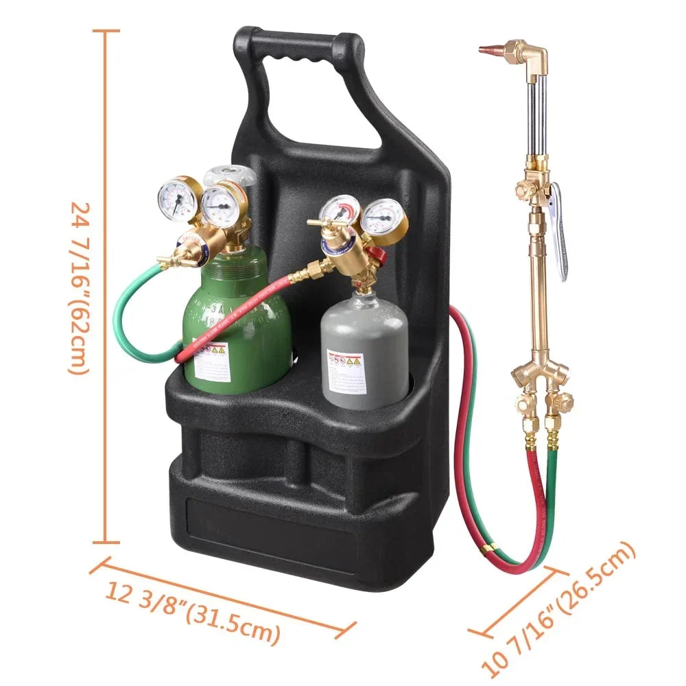 Nouveauté 2026 – Kit de chalumeau oxyacétylénique Yescom DOT : réservoir de gaz, brasage, soudage, découpe, support noir, manomètre, buse en laiton portable, tuyau long, lunettes de protection, ensemble d'outils de soudage à l'oxygène robuste