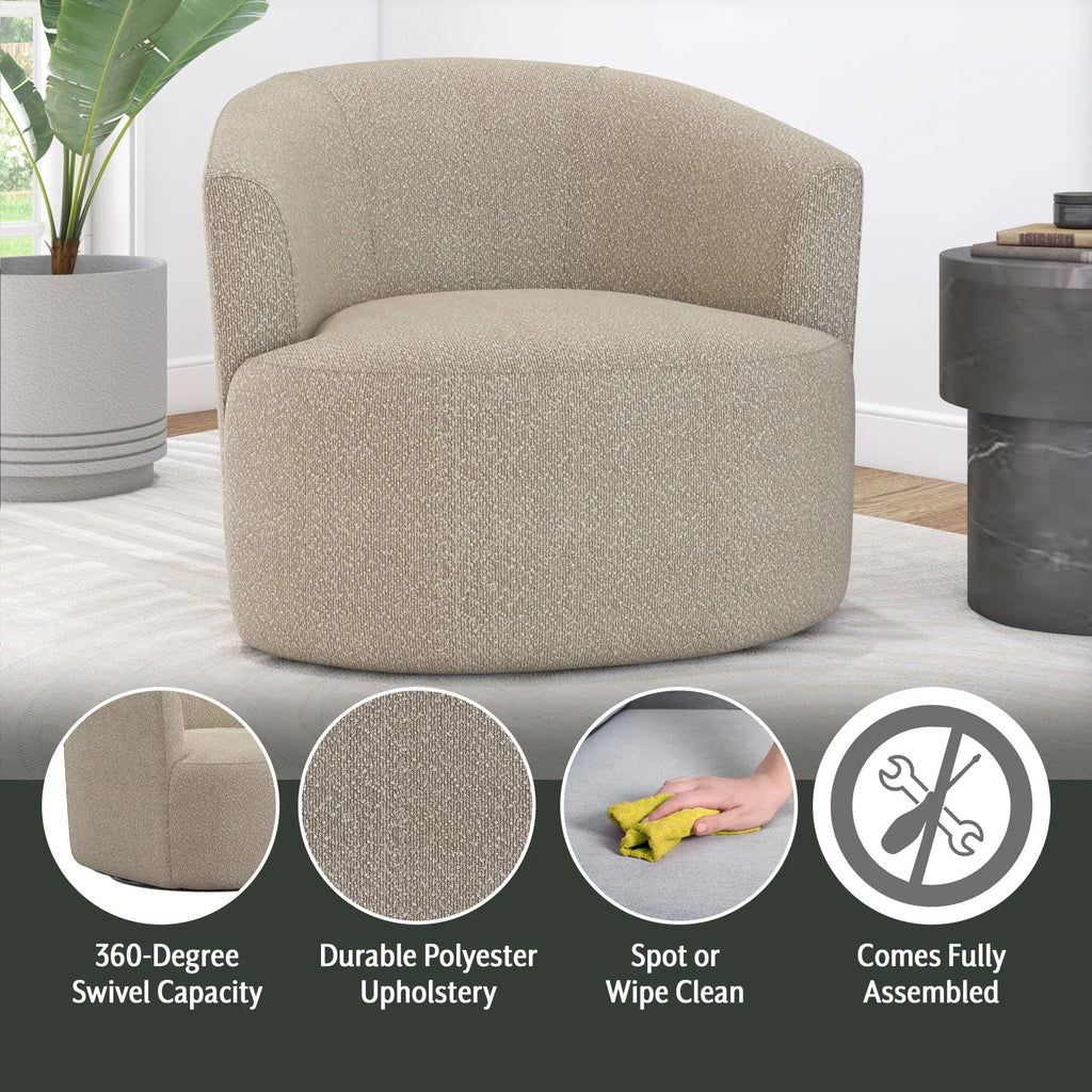 Nouveauté 2026 – Fauteuil pivotant Mainstays Boucle , taupe