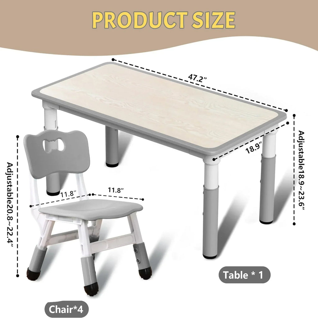 Nouveauté 2026 – Ensemble table et chaises pour enfants TROPOW , table réglable en hauteur pour tout-petits et 6 chaises, table multi-activités avec plateau à motifs graffiti et pieds antidérapants pour les enfants de 2 à 10 ans, idéale pour les gard
