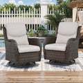 Nouveauté 2026 – POCASSY Fauteuils pivotants de patio, fauteuils à bascule pivotants d'extérieur en osier avec dossier haut et coussins épais pour véranda ou terrasse - Lot de 2, beige