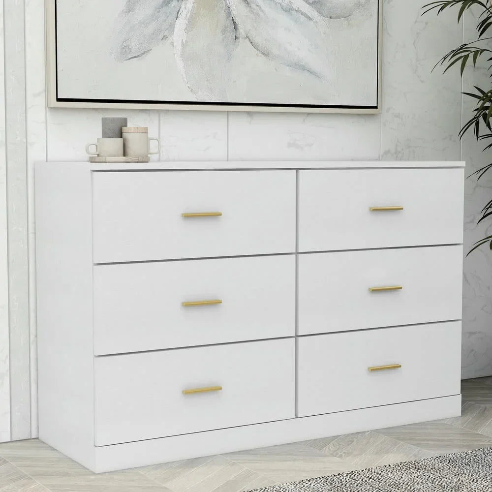 Nouveauté 2026 – Commode moderne Kadyn à 6 tiroirs, meuble en bois, commode pour chambre, meuble de rangement de cuisine avec tiroirs, commode (noire