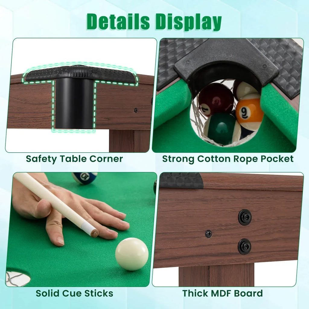 Nouveauté 2026 – Table de billard Costway 48" (122 cm) pour enfants et adultes avec jeu complet de boules, 2 queues de billard et 2 craies vertes