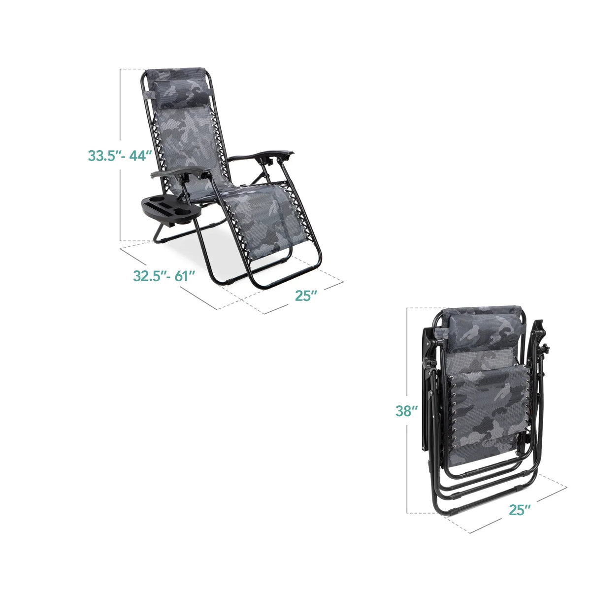Nouveauté 2026 – Ensemble de 2 fauteuils inclinables zéro gravité Best Choice Products pour terrasse et piscine avec porte-gobelet - Gris