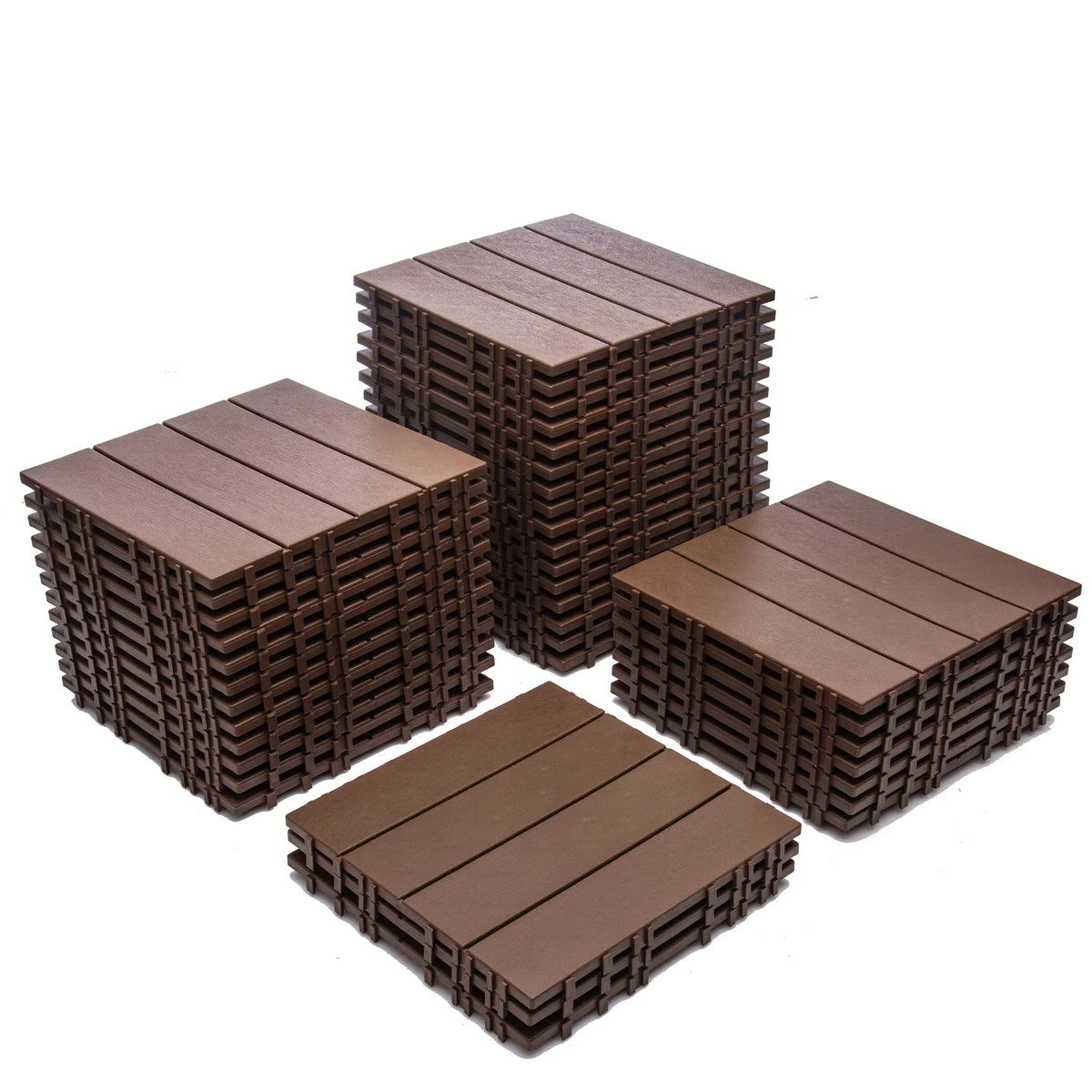 Nouveauté 2026 – Dalles de terrasse emboîtables en plastique (paquet de 76) - 6,4 m² (68,80 pi²) - Revêtement de sol extérieur en plastique ultra-résistant et imperméable - Usage intérieur/extérieur par tous les temps