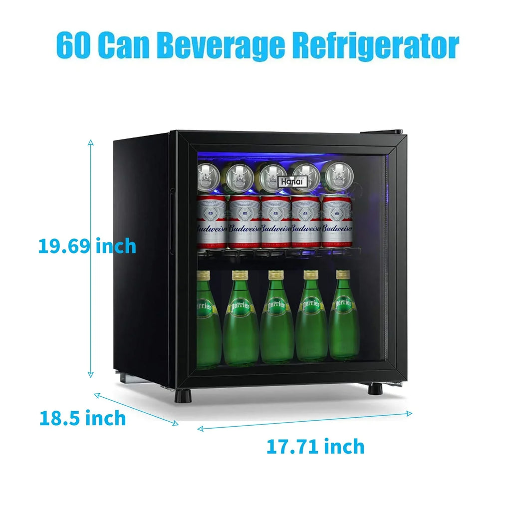 Nouveauté 2026 – Réfrigérateur et refroidisseur de boissons 62-Can, petit mini-réfrigérateur pour la maison, le bureau ou le bar avec porte en verre et étagères amovibles réglables, parfait pour les sodas, la bière ou le vin, acier inoxydable, 1,6 pi