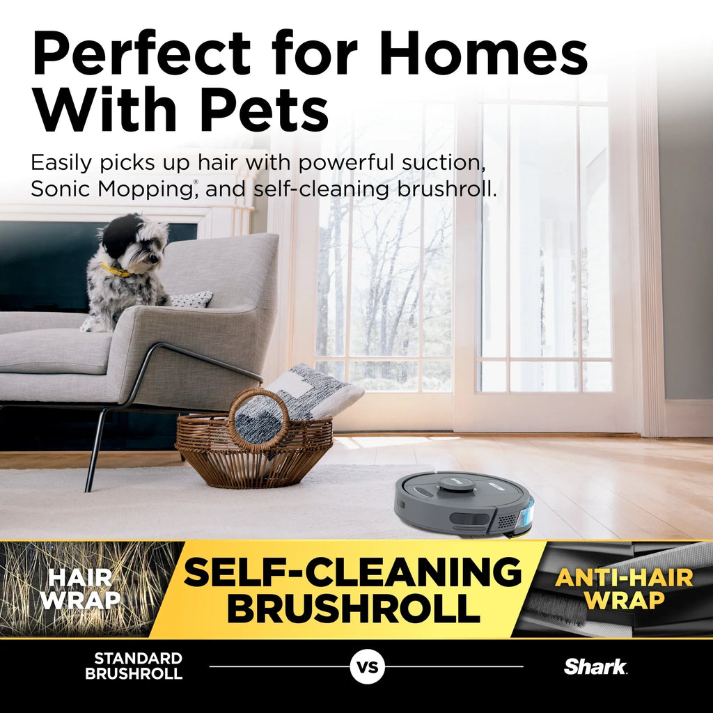 Nouveauté 2026 – Aspirateur et laveur robot Shark IQ 2 en 1 , autonomie de 30 jours, cartographie précise de la maison, lavage sonique, vidage automatique, cartographie intelligente, connexion Wi-Fi, navigation LiDAR, fonction lavage, poils d'animaux