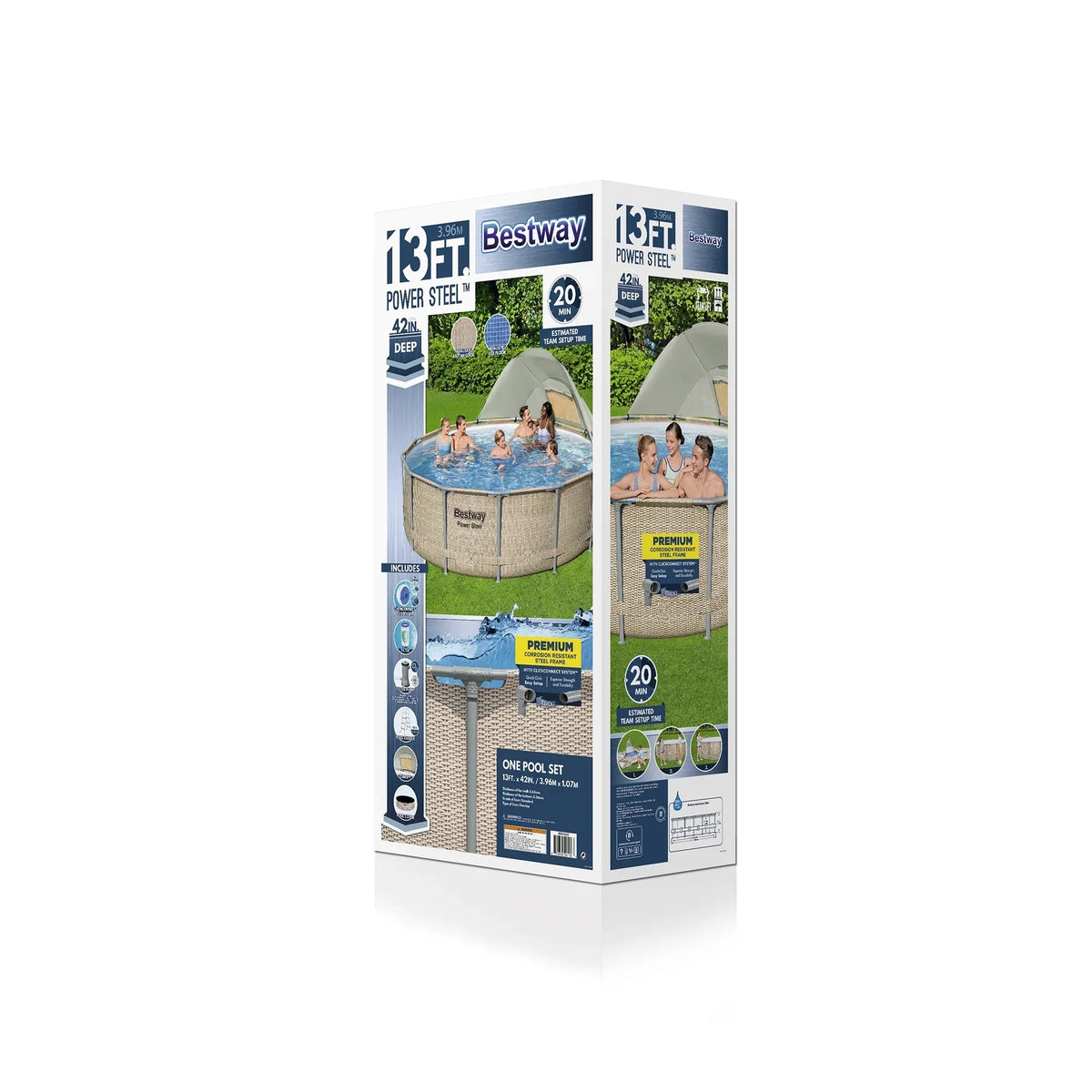 Nouveauté 2026 – Ensemble de piscine extérieure ronde Bestway Power Steel 14 pi x 42 po
