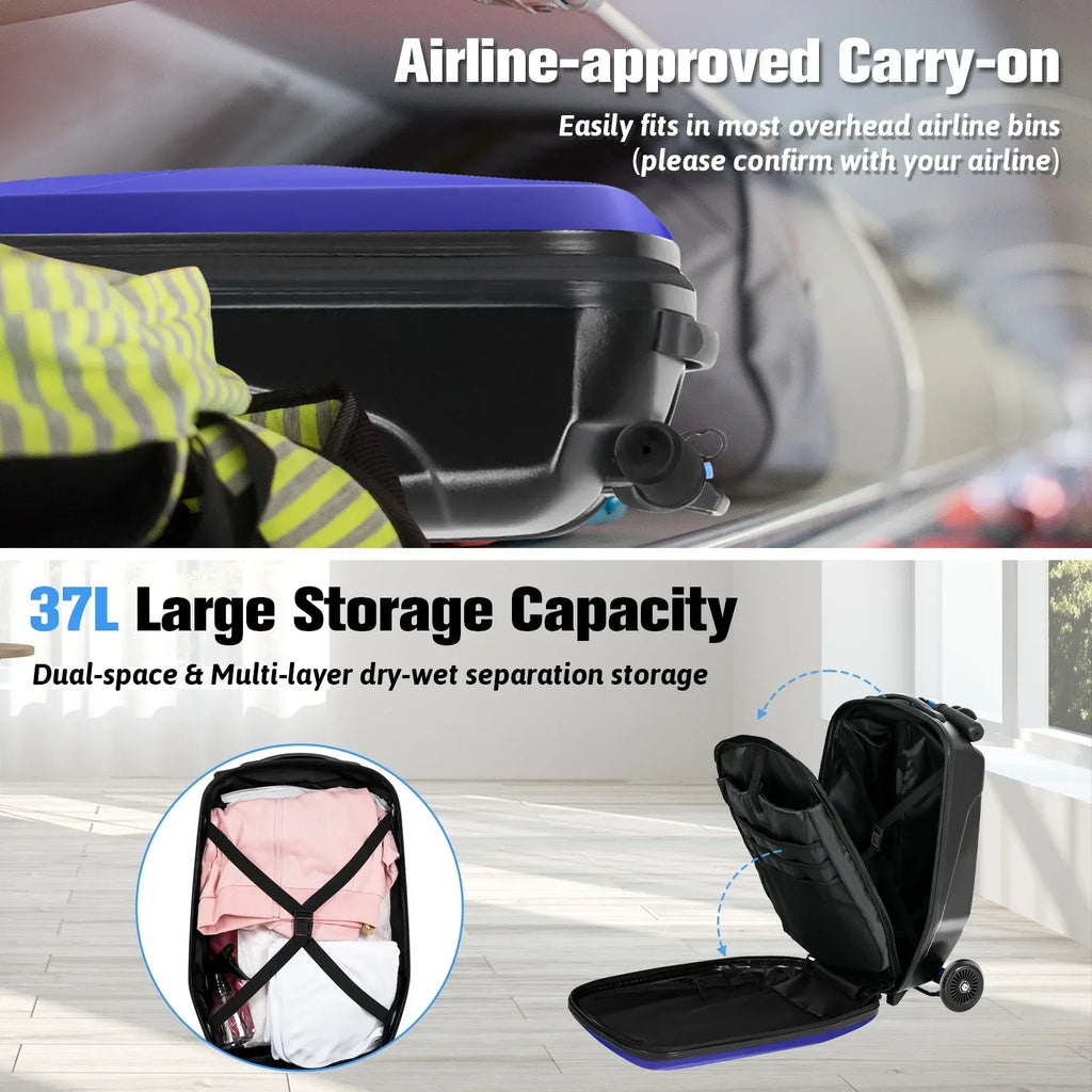 Nouveauté 2026 – Valise-trottinette Advwin pour enfants et adultes, valise rigide à roulettes pour enfants de 4 à 15 ans, multifonctionnelle, légère et pliable, avec roulettes, rose