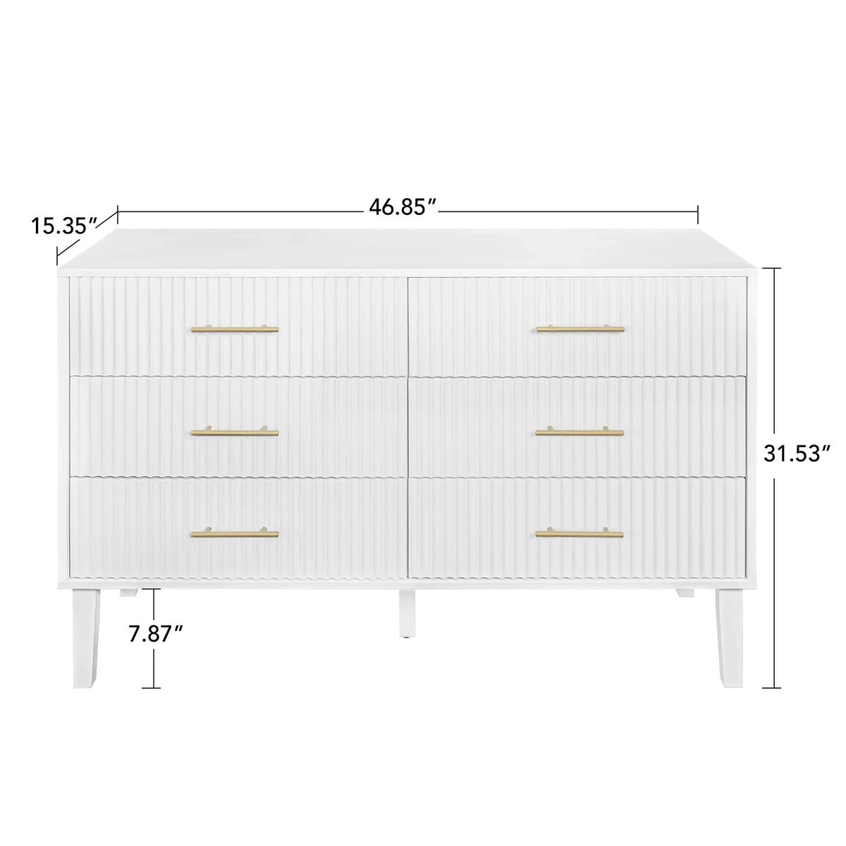 Nouveauté 2026 – Commode à 6 tiroirs Fluted , commode moderne large, commode double à 6 tiroirs