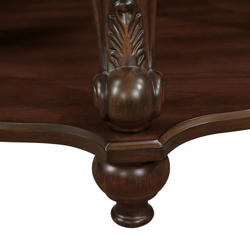 Nouveauté 2026 – Table basse ovale 42" avec étagère de rangement, table basse à deux niveaux en bois massif, style rétro traditionnel pour salon, supporte jusqu'à 181 kg, couleur cerisier