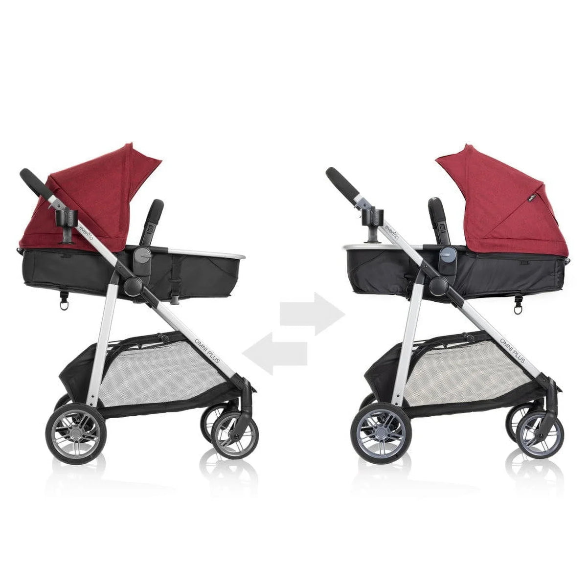 Nouveauté 2026 – Système de voyage modulaire Evenflo Omni Plus avec siège auto pour bébé LiteMax Sport, gris Mylar, unisexe