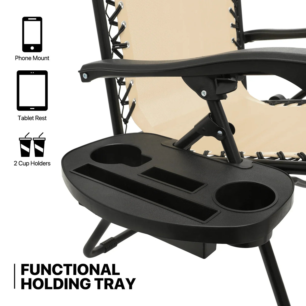 Nouveauté 2026 – Ensemble de 2 chaises MoNiBloom Zero Gravity , fauteuils de plage/terrasse pliables avec auvent et appui-tête, noirs
