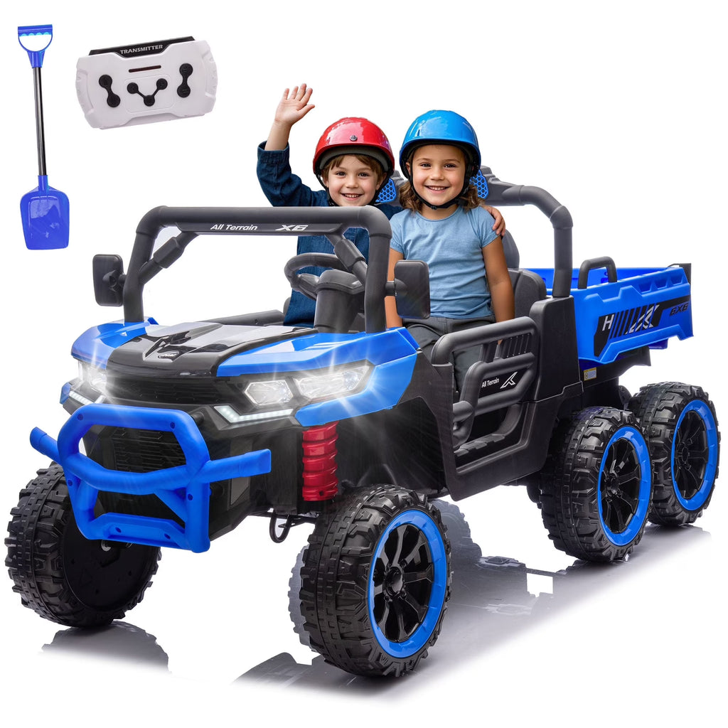 Nouveauté 2026 – Camion électrique Xuanlur 24V 2 places pour enfants , avec moteur 2x200W, benne basculante/pelle, pneus résistants, lumières LED, musique et télécommande, noir