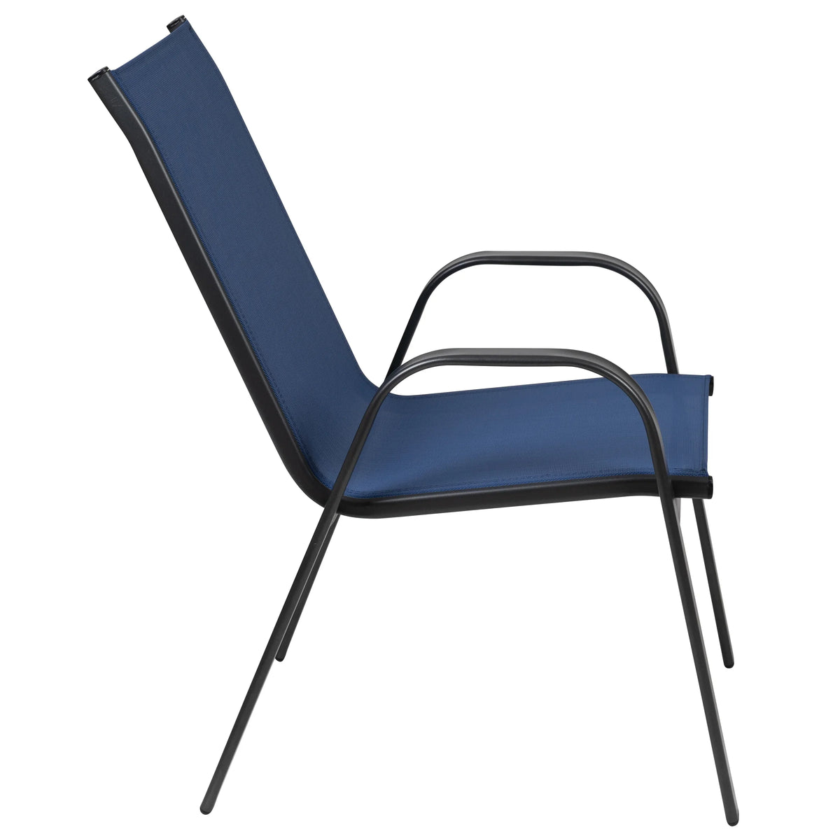 Nouveauté 2026 – Lot de 5 chaises empilables d'extérieur BizChair noires , revêtement Flex Comfort et structure en métal