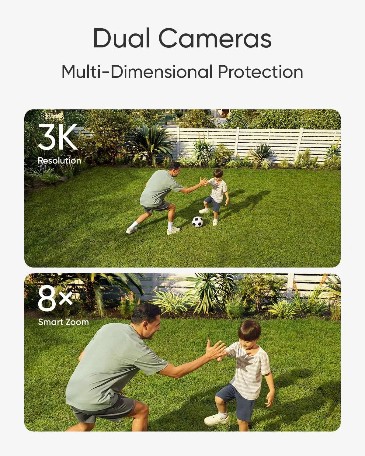 Nouveauté 2026 – Caméra de sécurité eufy E340 avec projecteur intégré , caméra filaire, double caméra 3K+2K, rotation et inclinaison à 360°, sans abonnement mensuel