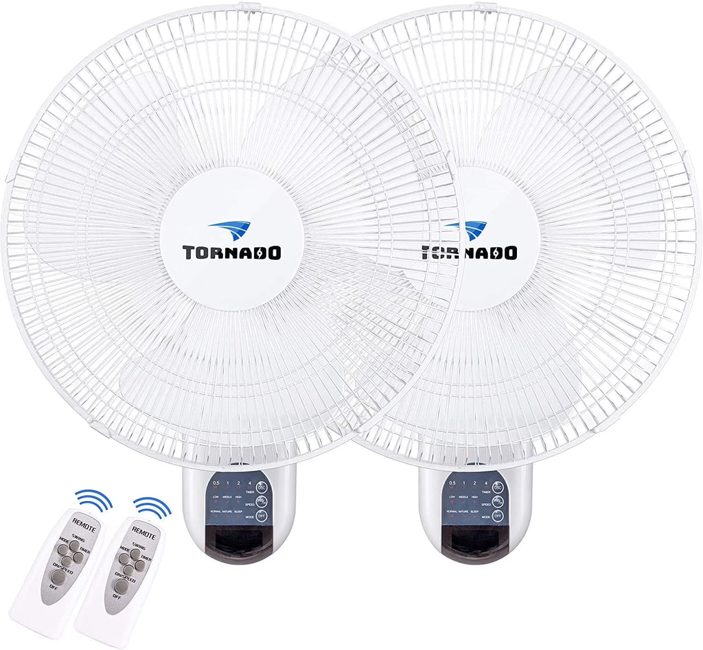 Nouveauté 2026 – lot de 2 - Ventilateur mural Tornado 16 pouces - Télécommande incluse - 3 vitesses - Homologué UL
