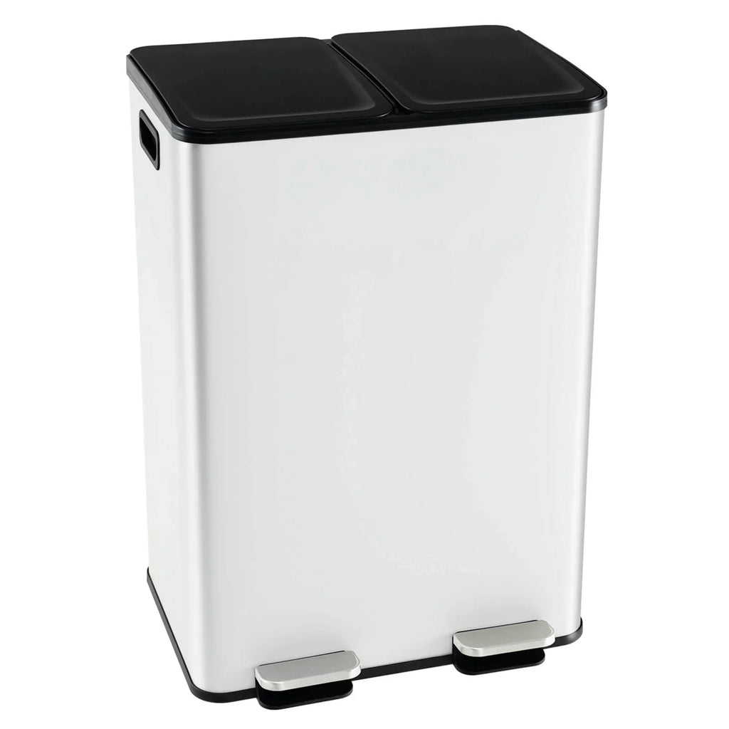 Nouveauté 2026 – Poubelle à pédale double marche Costway 16 gallons (60 litres) argentée, en acier inoxydable