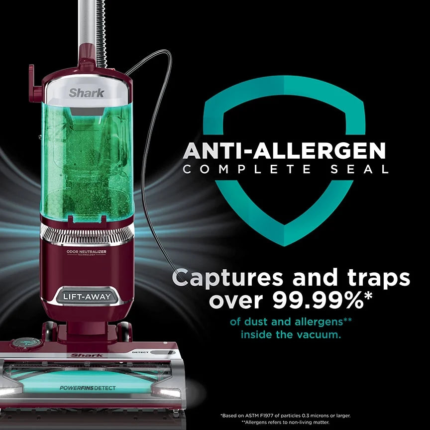 Nouveauté 2026 – Aspirateur vertical filaire Shark Detect Lift-Away ADV avec technologie PowerFins Detect, brosse autonettoyante et neutralisateur d'odeurs, LA492, bordeaux