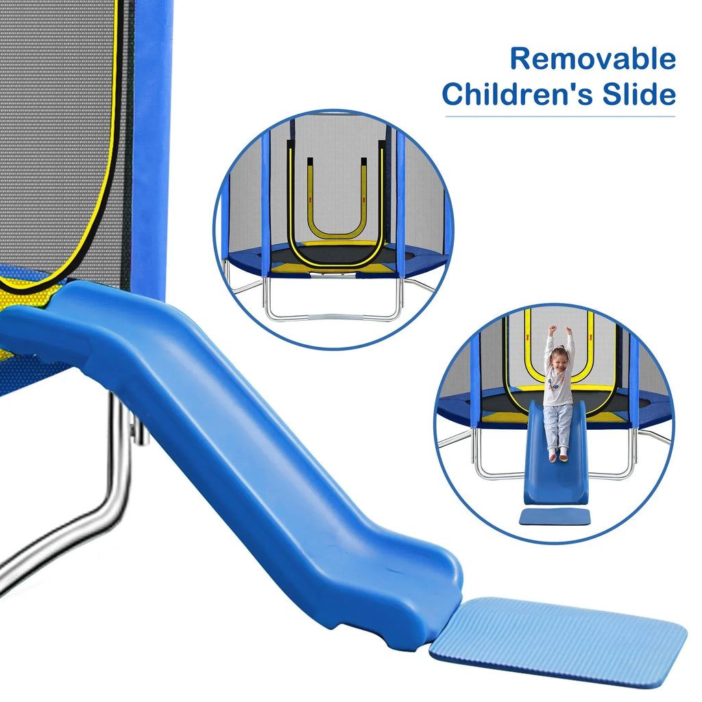 Nouveauté 2026 – Trampoline FT pour enfants, trampoline de loisirs d'extérieur avec filet de sécurité, bleu