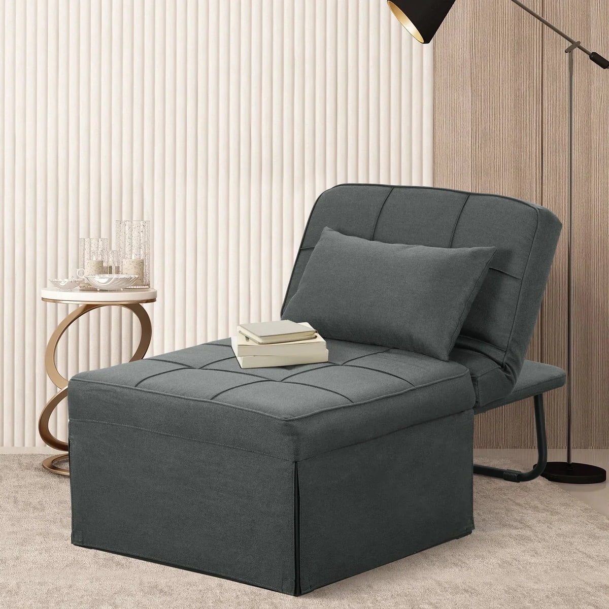 Nouveauté 2026 – Canapé-lit pliant Ainfox , 4 en 1 : lit de jour, pouf, fauteuil, canapé-lit pour invités, idéal pour un salon moderne ou une chambre, petite taille (gris foncé