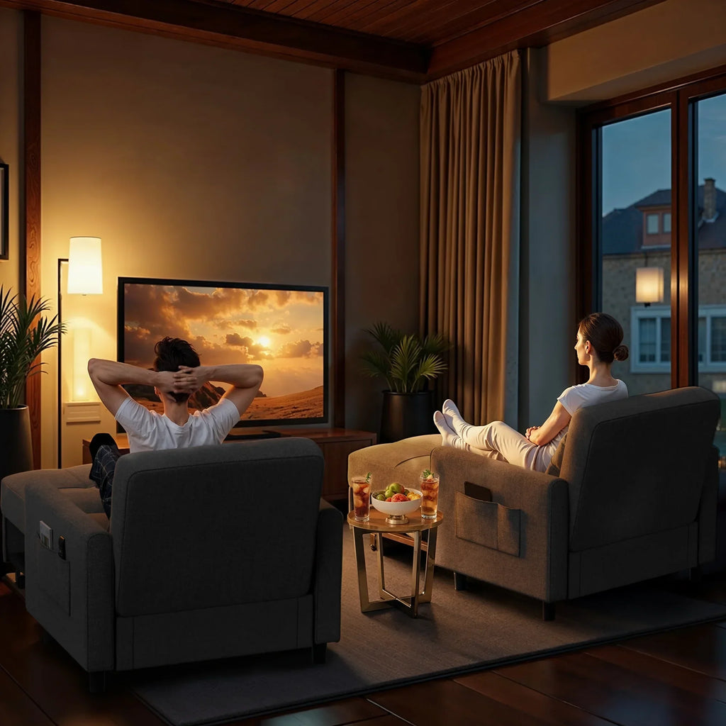 Nouveauté 2026 – Canapé-lit convertible 3 en 1 Aiho pour salon, gris foncé