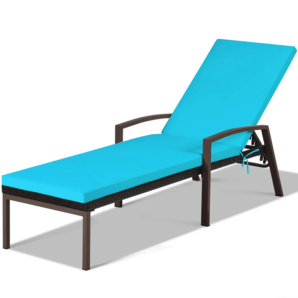 Nouveauté 2026 – Costway Lot de 2 chaises longues de patio en rotin, dossier inclinable, coussin réglable, rouge