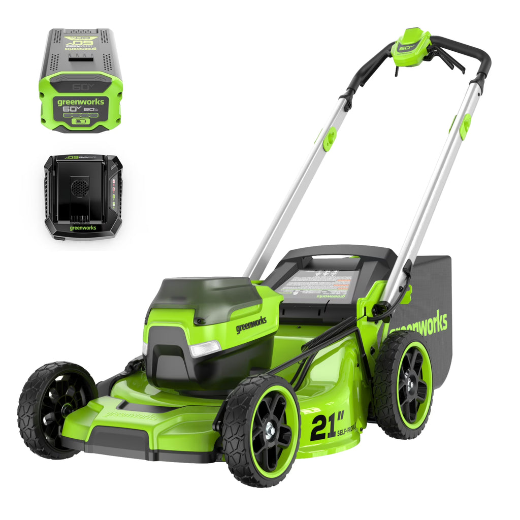 Nouveauté 2026 – Tondeuse à gazon autotractée Greenworks 60V 21" avec (1) batterie 8,0 Ah et chargeur rapide 2546402