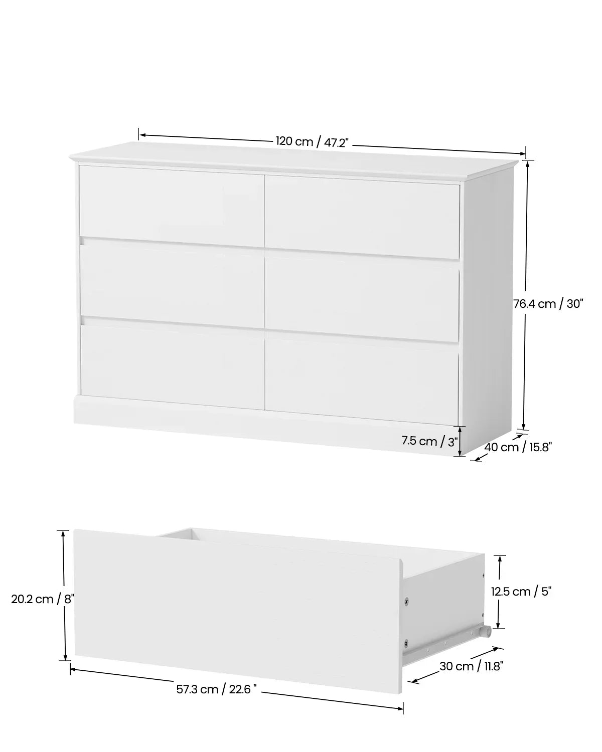 Nouveauté 2026 – Commode blanche neuve , commode à 6 tiroirs, meuble de rangement double, meuble d'appoint pour chambre ou salon