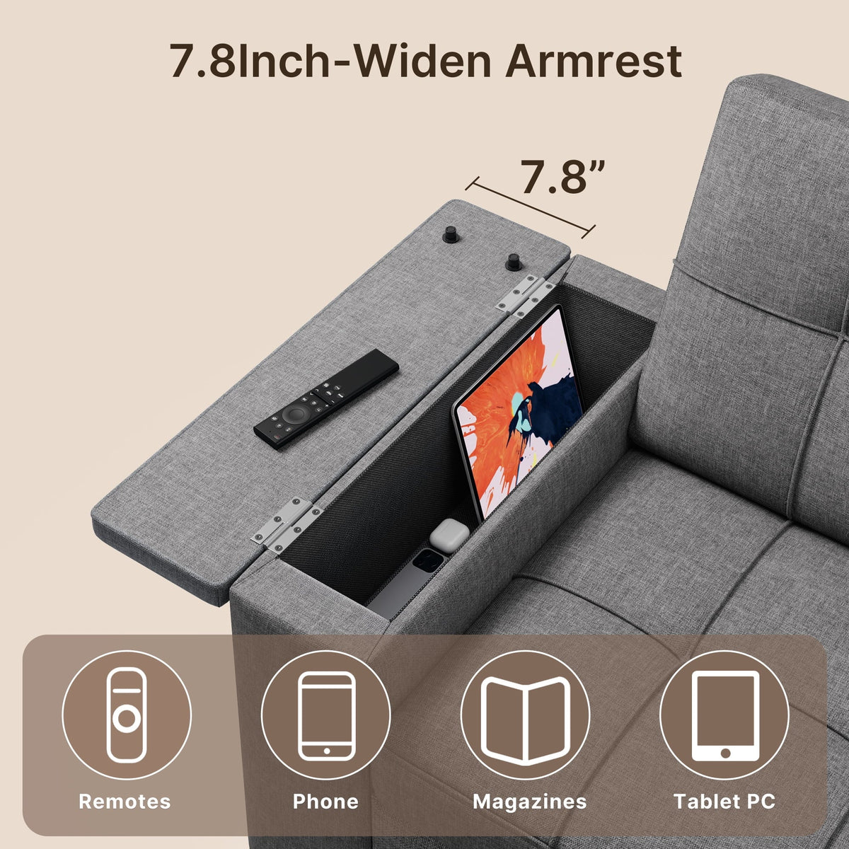 Nouveauté 2026 – Canapé-lit convertible 3 en 1 Lofka avec rangement, dossier réglable et fonction gigogne - Fauteuil-lit idéal pour les petits espaces et les appartements, gris foncé