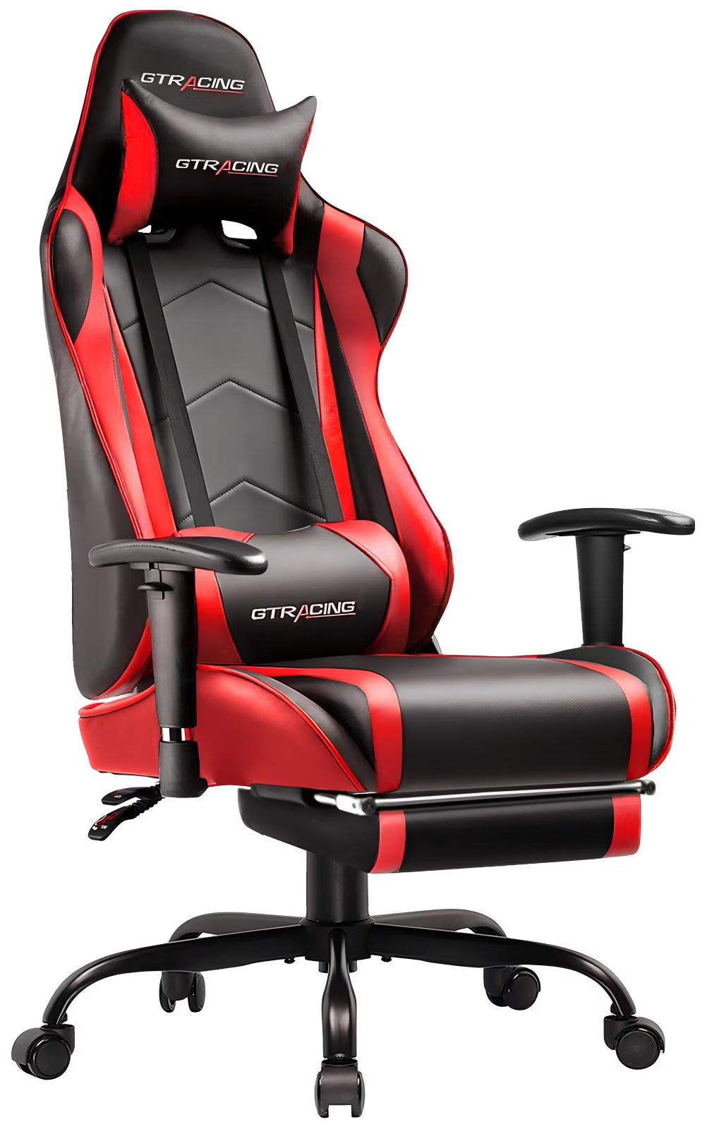 Nouveauté 2026 – Chaise de jeu GTRACING , chaise de bureau ergonomique avec soutien lombaire, revêtement en cuir PU, repose-pieds et appui-tête réglable, rouge