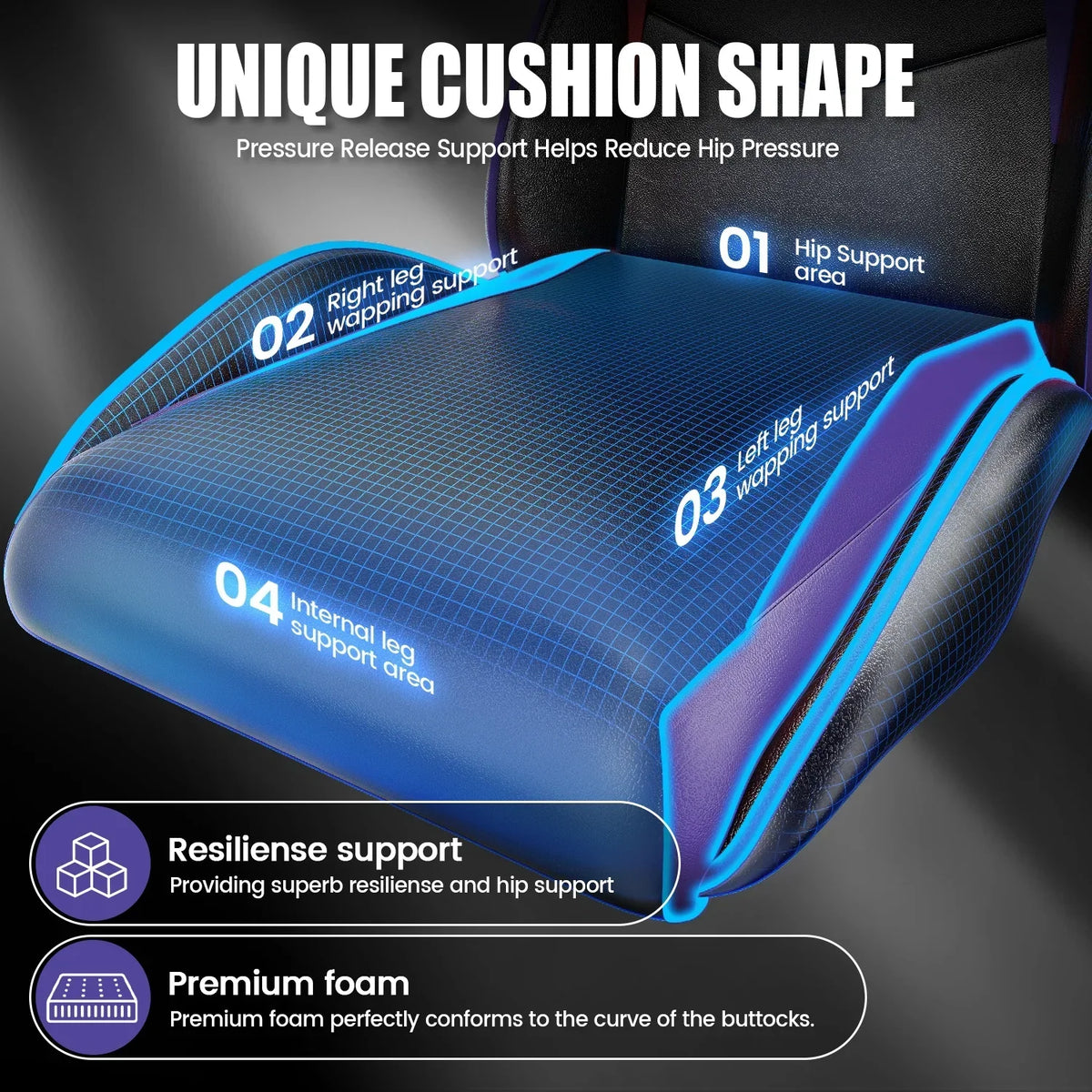 Nouveauté 2026 – Chaise de jeu Bigzzia , chaise de bureau ergonomique avec appui-tête et soutien lombaire réglables en hauteur, pour adultes et adolescents, noir et blanc