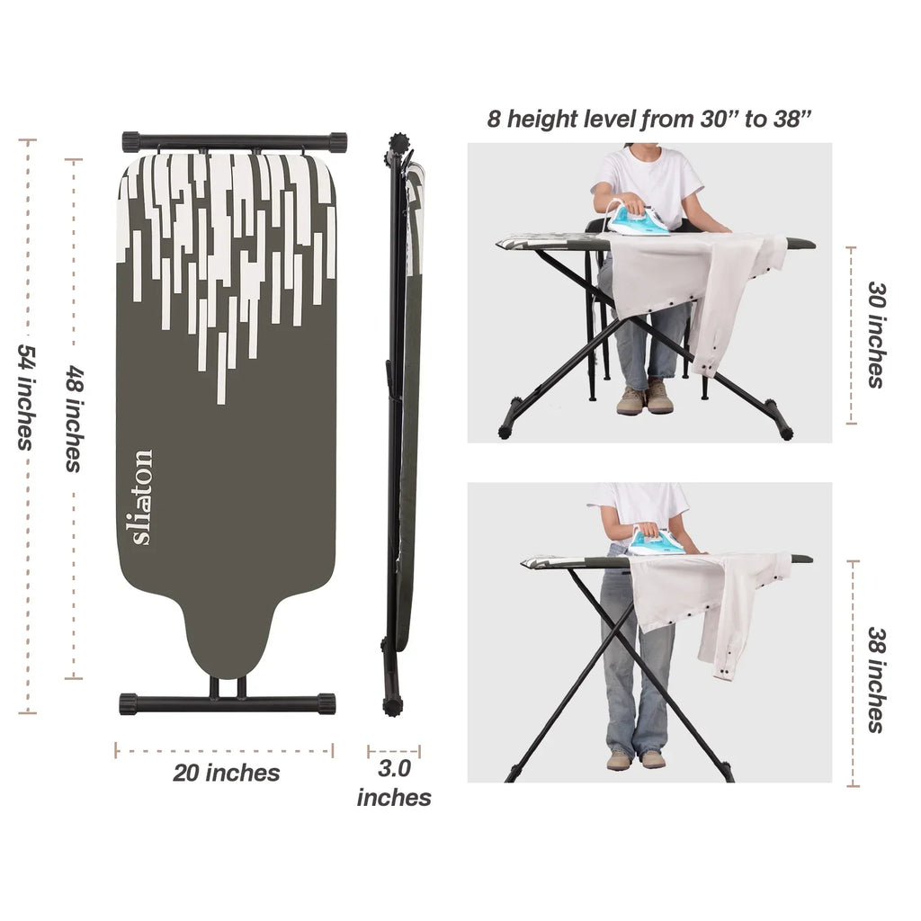 Nouveauté 2026 – Planche à repasser extra large KDJ HOME Slieton avec barre de suspension, 51 cm de large (20 pouces