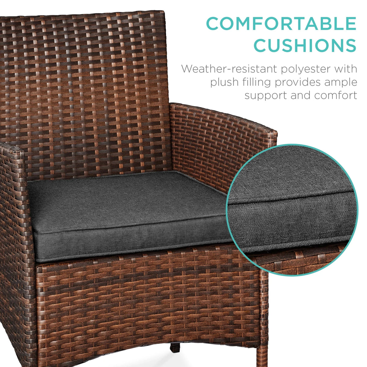 Nouveauté 2026 – Ensemble bistro de jardin 3 pièces en résine tressée Best Choice Products , avec 2 chaises et une table - Gris/Bleu marine