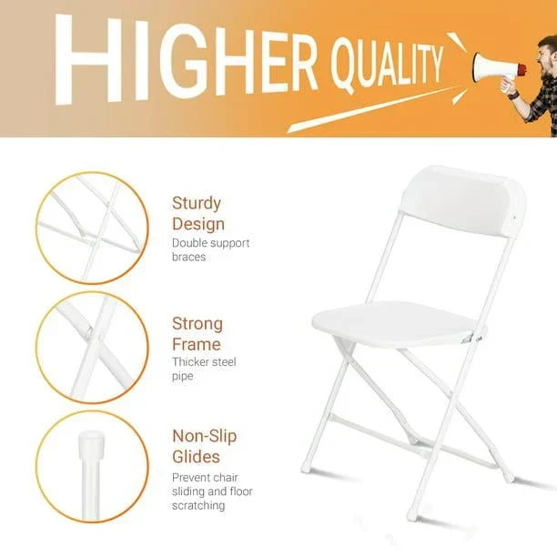 Nouveauté 2026 – Ktaxon Lot de 10 chaises pliantes empilables en plastique blanc, idéales pour les mariages et les fêtes d'adultes