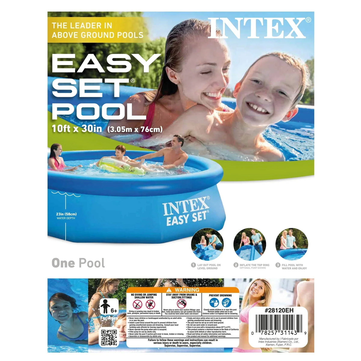 Nouveauté 2026 – Piscine gonflable ronde hors sol Intex Easy Set 10 pi x 30 po