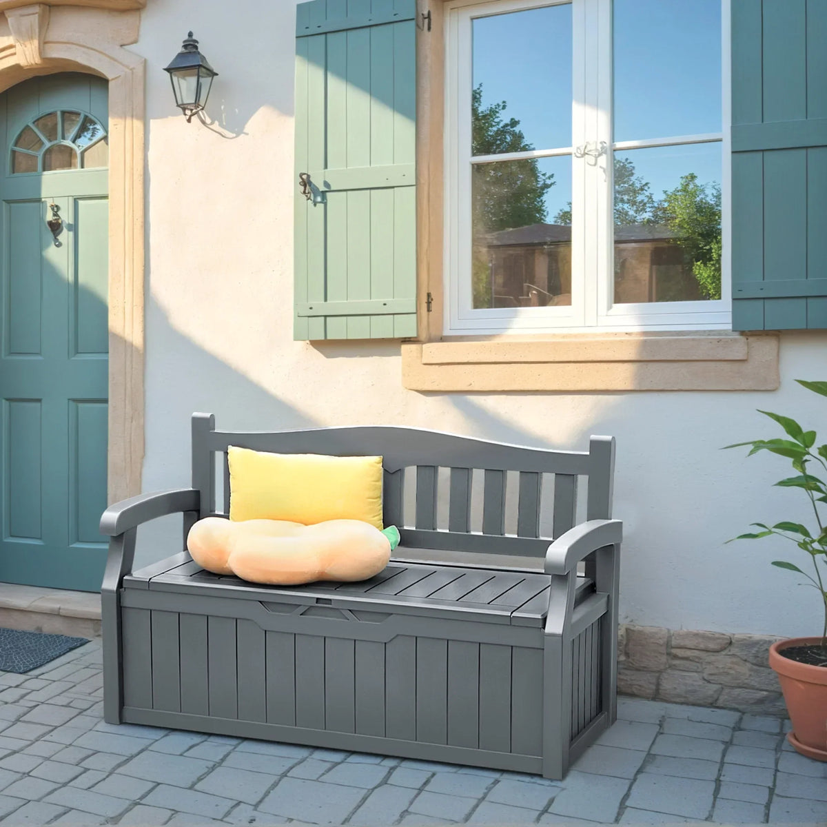 Nouveauté 2026 – Banc de rangement Homall de 80 gallons en plastique, fabriqué en résine durable et résistante aux intempéries, avec compartiment de rangement organisé de type Deckbox, pour patios et pelouses extérieures, noir